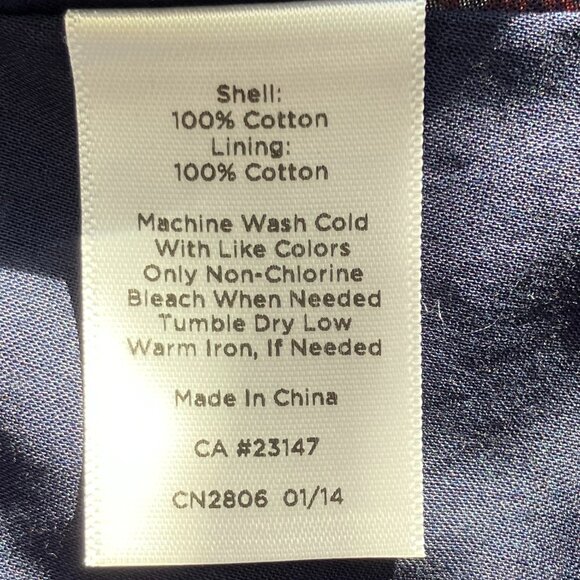 Talbots Petites 100% Cotton Navy Blue & Orange Floral Pleated Midi Skirt, NWT - Picture 7 of 10